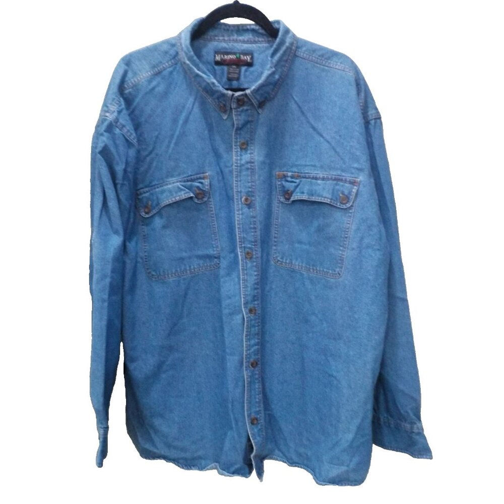 Marino Bay Big & Tall Men's Blue Denim Button Down Shirt Men's Size 2XL